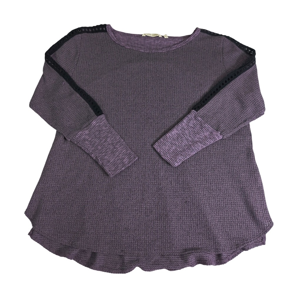 Soft Surroundings Petite XL Purple Thermal Top Lace Shoulder Boho Casual‎